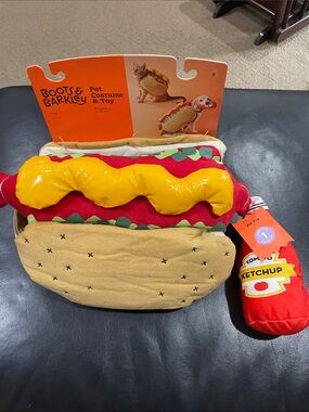 Hot Dog Full Body Halloween Dog and Cat Costume with Ketchup Toy Small NWT